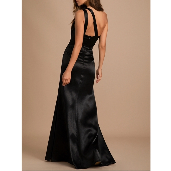 Lulus On the Guest List Black Satin One-Shoulder Maxi Dress - Picture 3 of 12